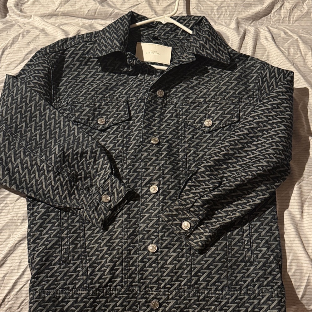 7 For All Mankind Black and Gray Textured Jacket - Picture 6 of 10